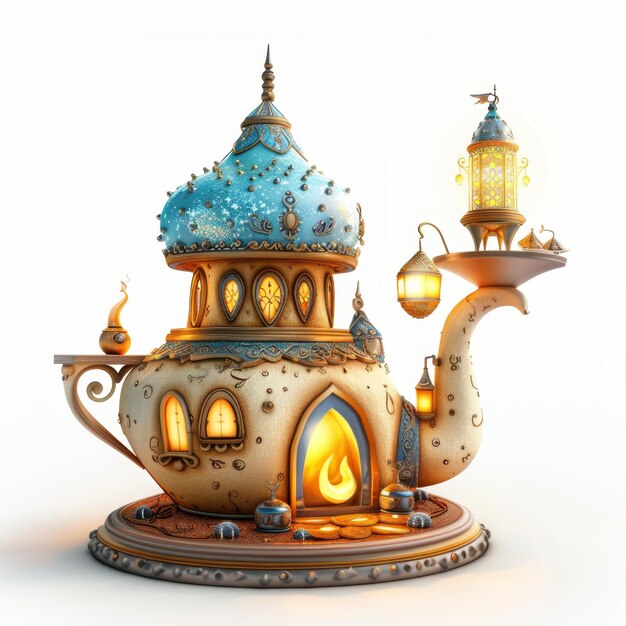 Photo whimsical 3d cartoon genies lamp workshop