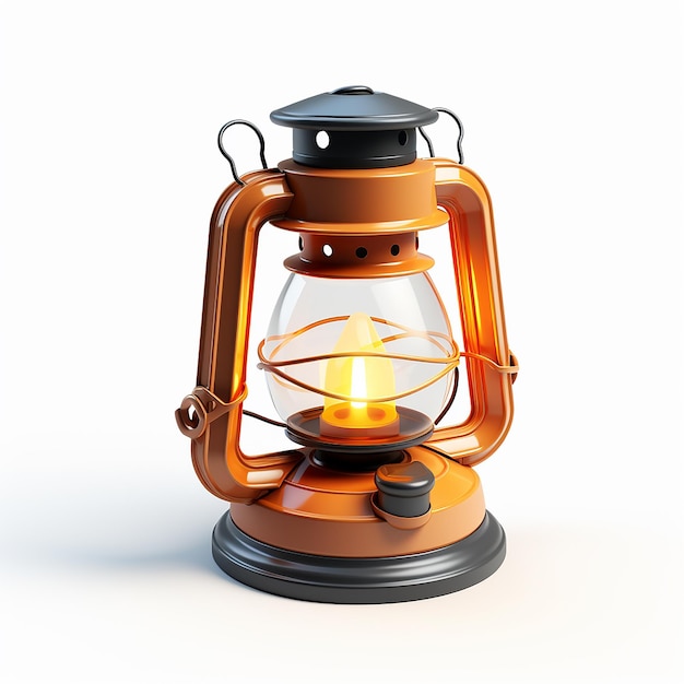 Whimsical 3D Cartoon Solar Lantern on White Background