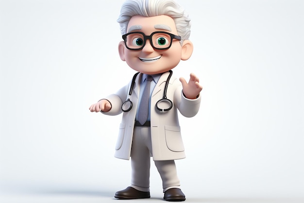 A Whimsical 3D Doctor in White