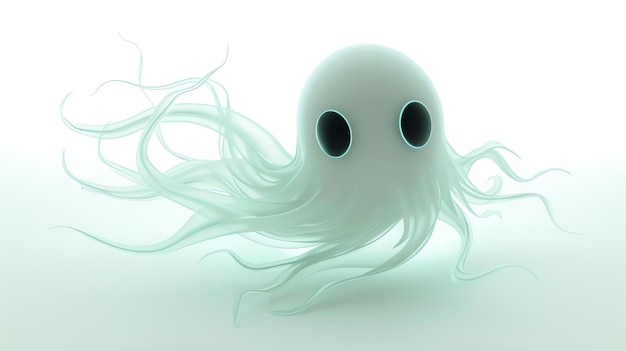 A whimsical 3D illustration of a cute will o the wisp glowing brightly on a pure white background Perfect for adding a touch of magic and enchantment to any project