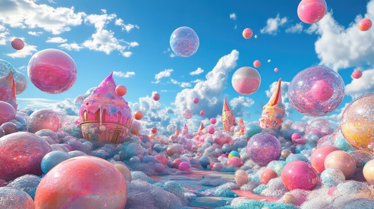 Photo 3d レンダリング 泡の世界と泡の生き物