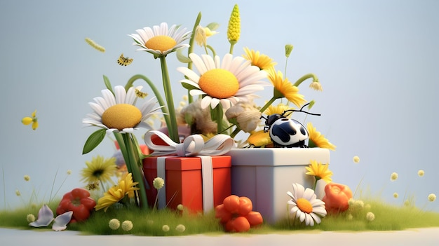 A whimsical 3D rendering capturing the essence of spring