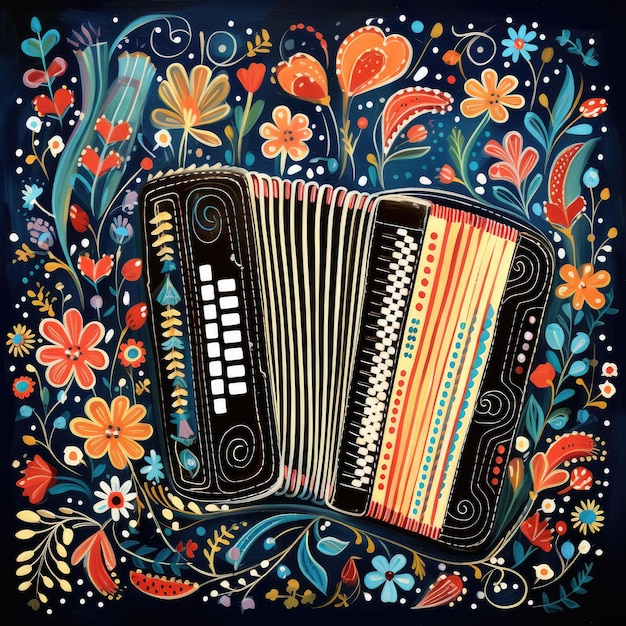 Whimsical accordion with whimsy patterns