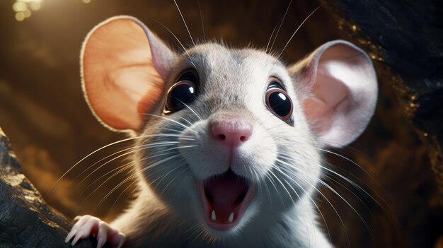Photo whimsical animated mouse a joyful journey in raphael lacoste39s style