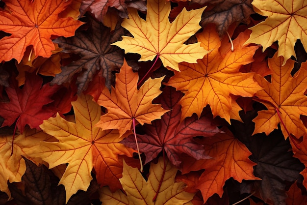 Whimsical arrangement of fallen maple leaves