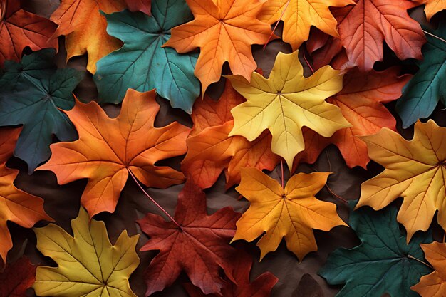 Photo whimsical arrangement of fallen maple leaves