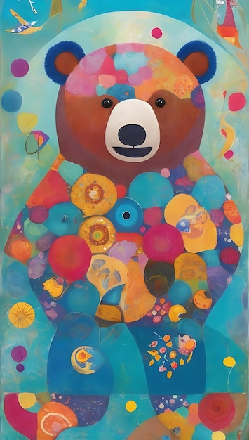 Причудливое произведение искусства с изображением медведя Генеративный ИИ