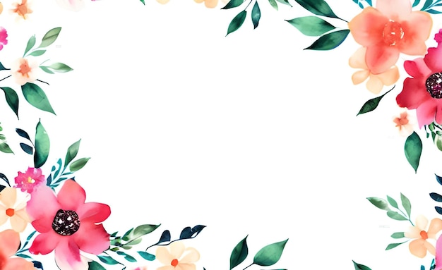 水彩の花のフレームを持つ気まぐれな背景