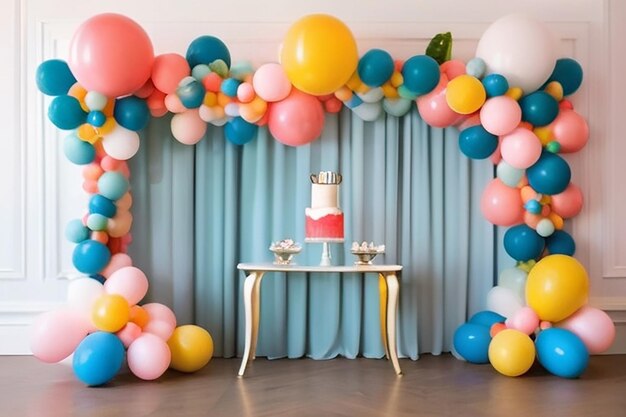 Photo whimsical balloon garland backdrop