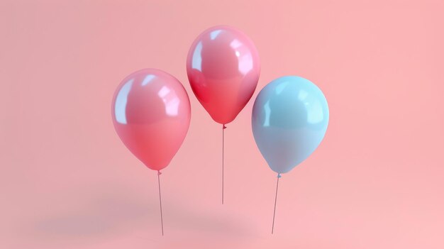 Whimsical balloons floating in the air 3d style isolated flying objects memphis style 3d render AI generated illustration