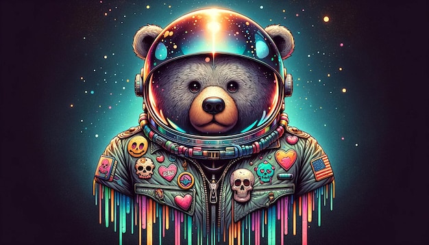 Whimsical Bear Astronaut Playful Character Design