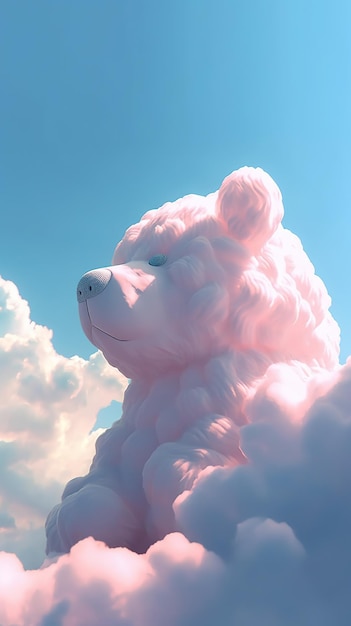 Whimsical Bear Skies Wolken in de vorm van een grappige cartoon Bear Generative AI