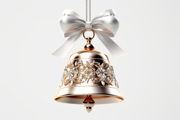 Photo the whimsical bell a delicate bow adorns its clapper on white or png transparent background