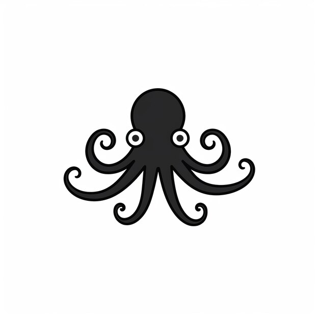 Photo whimsical black octopus logo with playful minimalist design