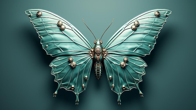 a whimsical blend of mint green and seafoam blue butterfly generative ai