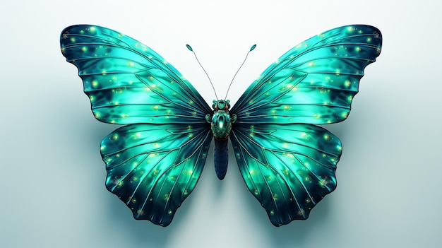 ミント・グリーンとシーフォーム・ブルー・バタフライ (Mint Green and Seafoam Blue Butterfly Generative Ai) を混ぜ合わせて作りました