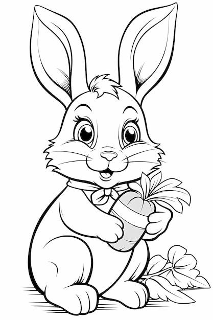 Whimsical Bunny Feasting on Carrot Coloring Page Delight