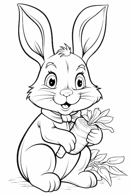 Whimsical Bunny Feasting on Carrot Coloring Page Delight