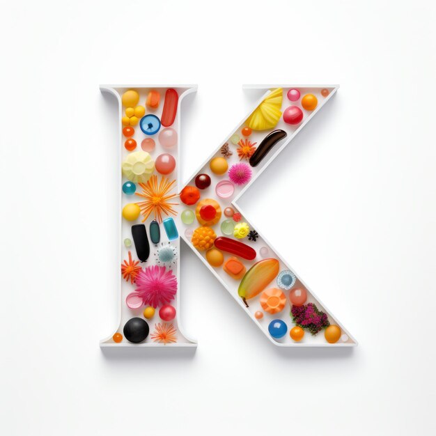 Photo whimsical candy letter k a surrealistic still life