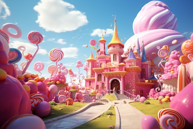 Whimsical Carnival in a candyland with giant sweet 00129 03