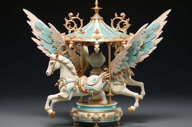 whimsical carousel with creatures from myth and legend