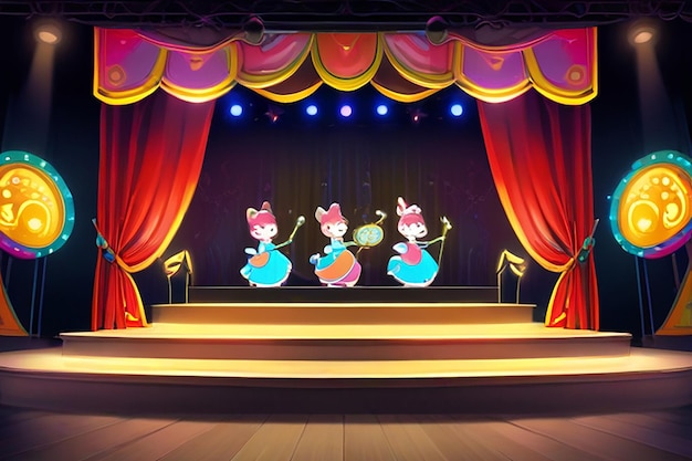 Photo whimsical cartoon musical stage forever enchanting