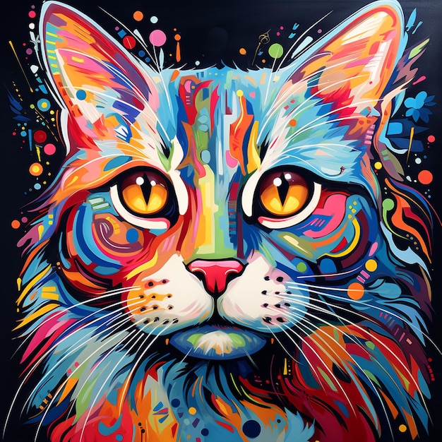 Foto whimsical cat pop art illustratie stylize ai gegenereerde kunst