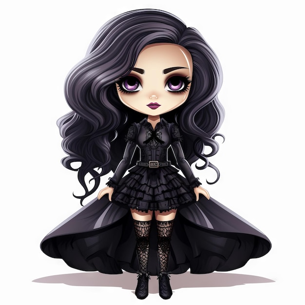 Whimsical chibi goth girl with attitude Generative AI