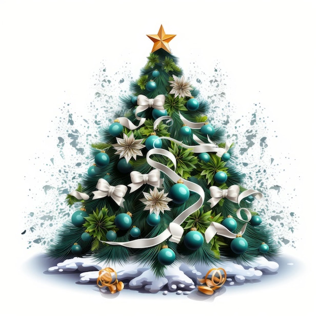 Причудливый клип на рождественскую елку с шикарным белым фоном