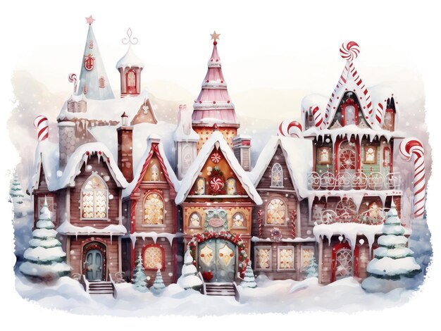 Whimsical Christmas Villages Illustration