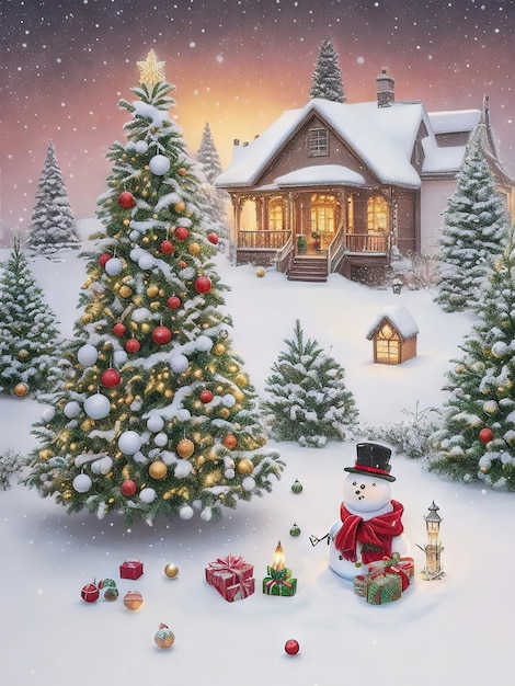 Причудливые рождественские чудеса, подарочные коробки со снеговиками и праздничные сладости
