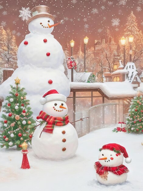 Причудливые рождественские чудеса, подарочные коробки со снеговиками и праздничные сладости