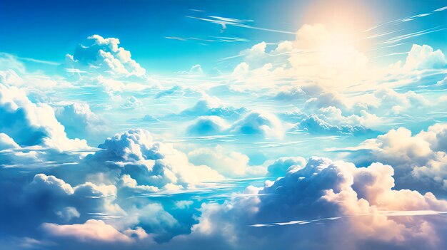 Whimsical cloud formations in azure skies