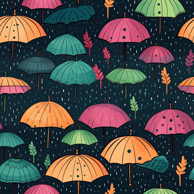 Photo whimsical colorful umbrellas in rainy alley