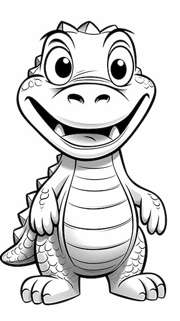 Photo whimsical crocodile charm white background coloring page for kids