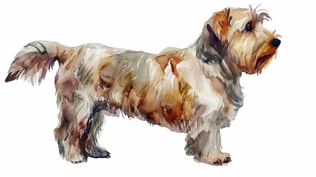 Photo whimsical dandie dinmont terrier in watercolor