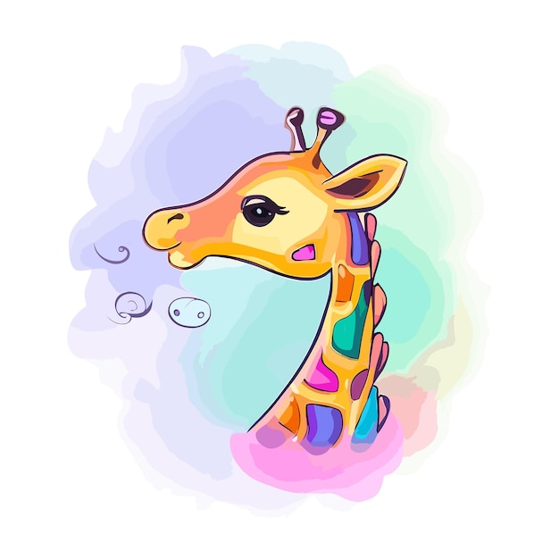 Photo whimsical and delightful watercolor giraffe infused with generative ai