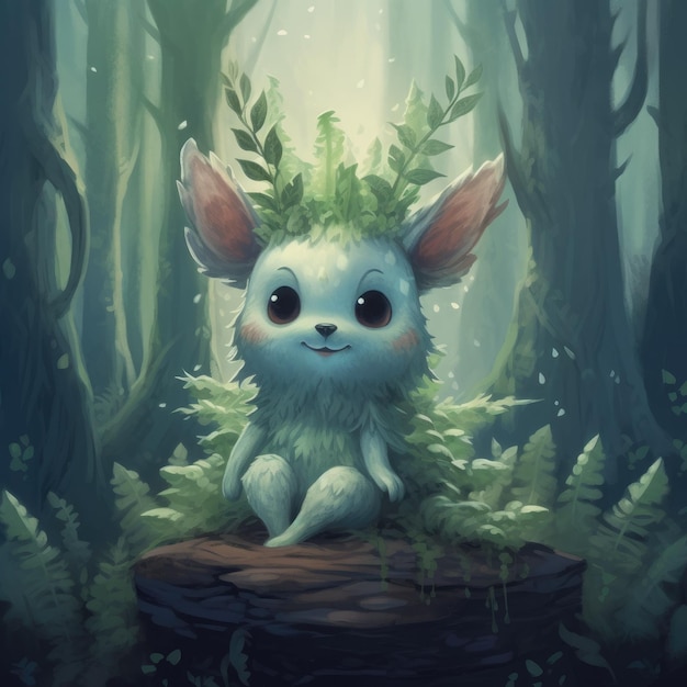 a whimsical depiction of a woodland creature