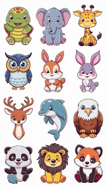 Whimsical DisneyStyle Cartoon Animal Sticker Collection 10 heerlijke personages