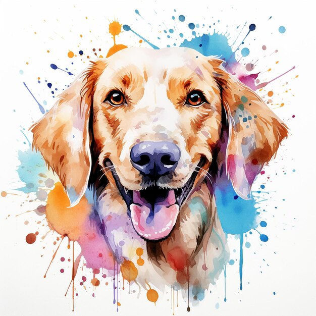 Whimsical Dog Painting against a Bright White Backdrop