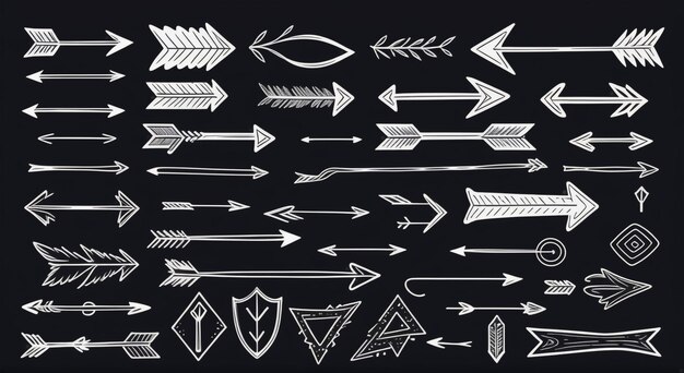 Photo whimsical doodle arrow set handdrawn vector design elements collection