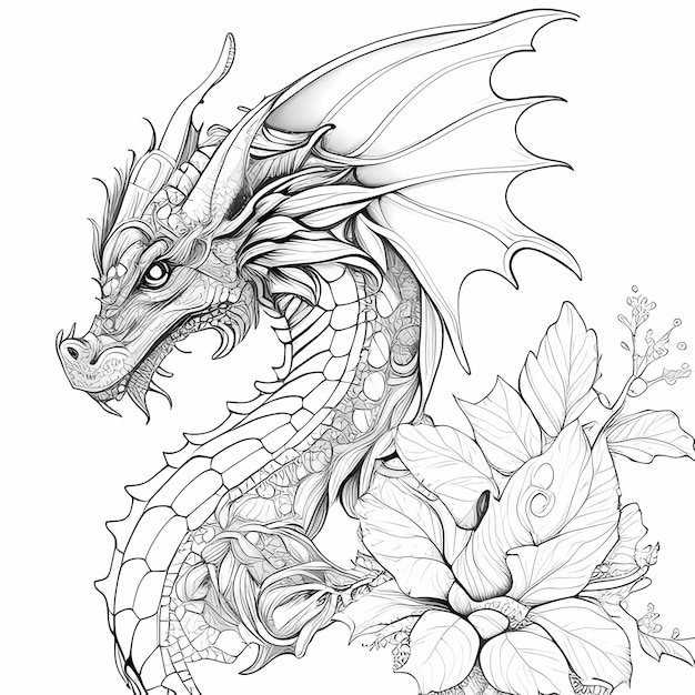 Whimsical Dragon Tales Fantasy Coloring Pages on a Pure White Canvas