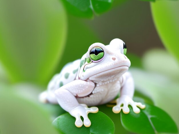 Whimsical Elegance Editorial Photography of a Cute White Frog