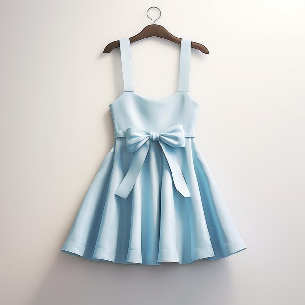 Whimsical Elegance A Photorealistic Reference Sheet of a Light Blue Fluffy Skirt Apron Dress with W