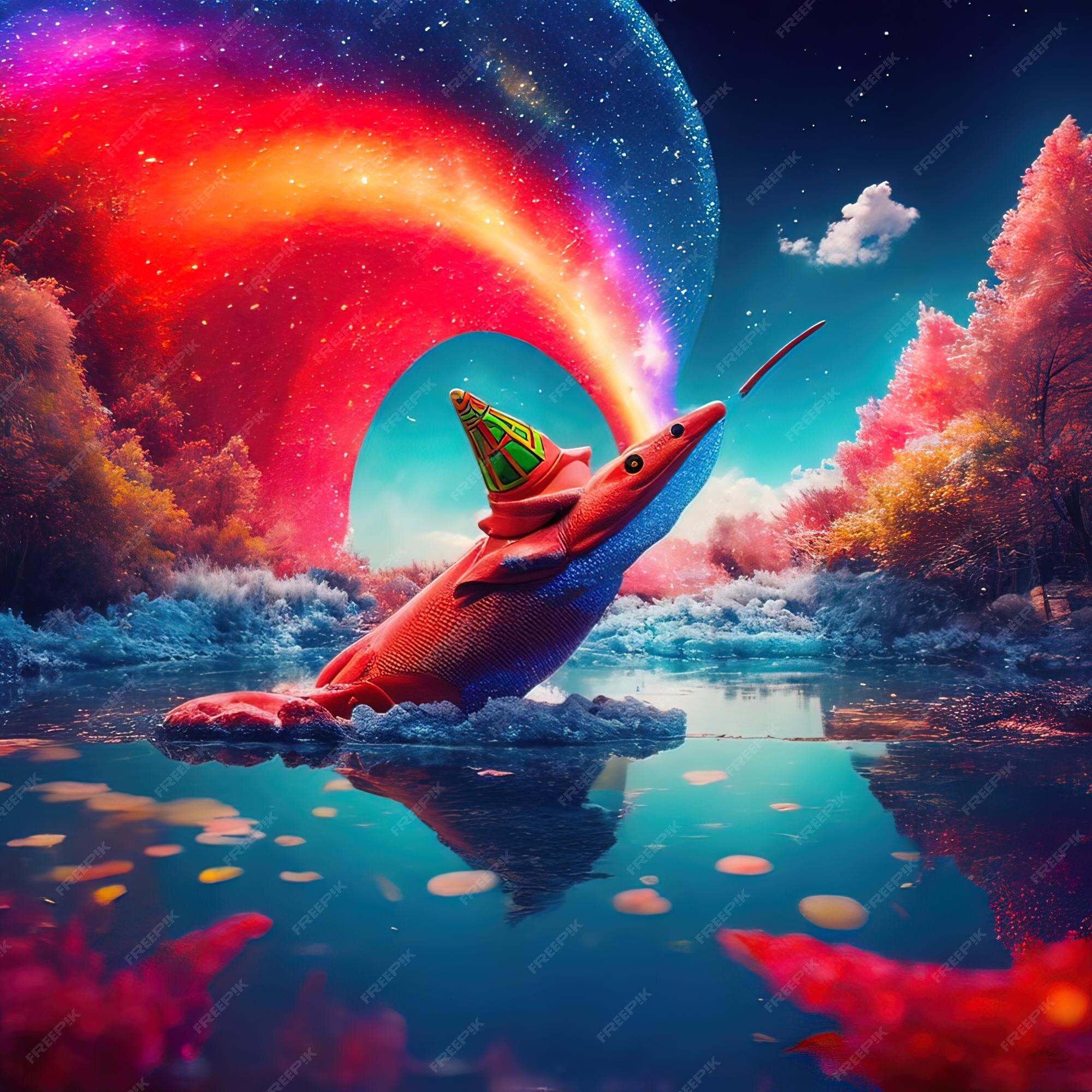Premium AI Image | Whimsical Encounter Animals Space Suit Amidst