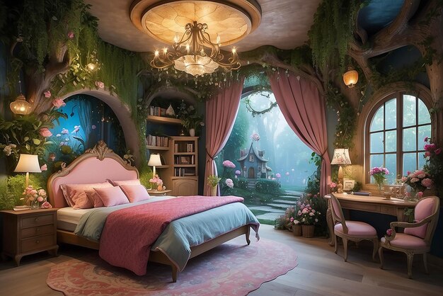 Photo whimsical fairy tale bedroom