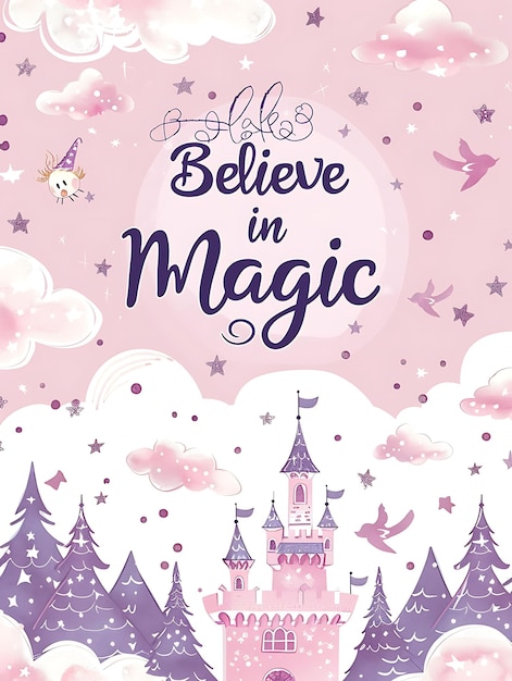 Whimsical Fairy Tale Postcard With Magic Castle Border Be Illustration Vintage Postcard Decorative