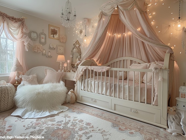 Whimsical fairy talethemed nursery with magical accents and soft colors