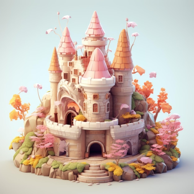 Whimsical FairyTale Castle 3d illustration