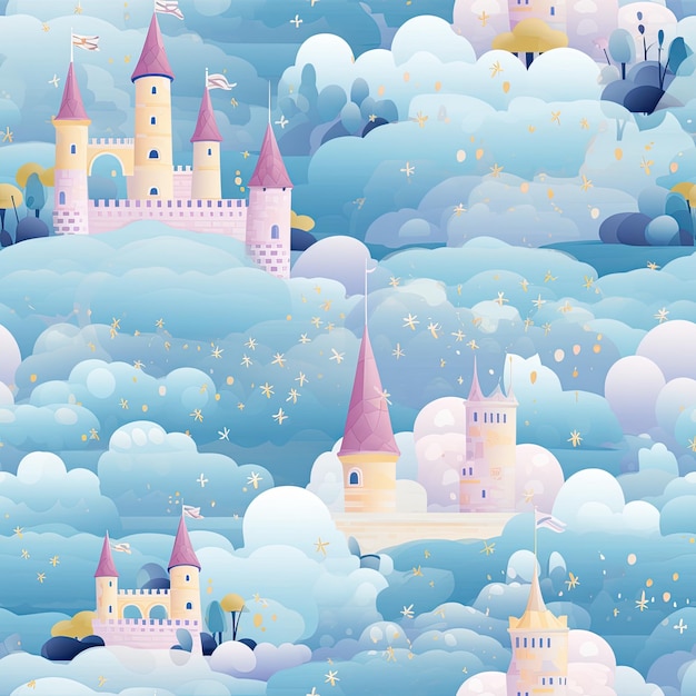 Photo whimsical fairytale castle in the clouds